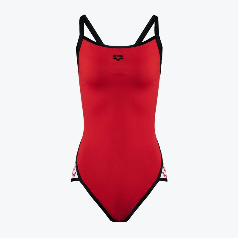 Strój pływacki jednoczęściowy damski arena Team Stripe Super Fly Back One Piece red/black