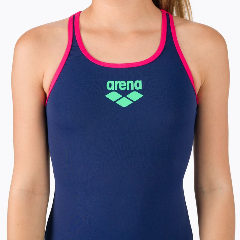 Strój pływacki jednoczęściowy dziecięcy arena Biglogo Swim Pro Back One Piece navy/freak rose 4