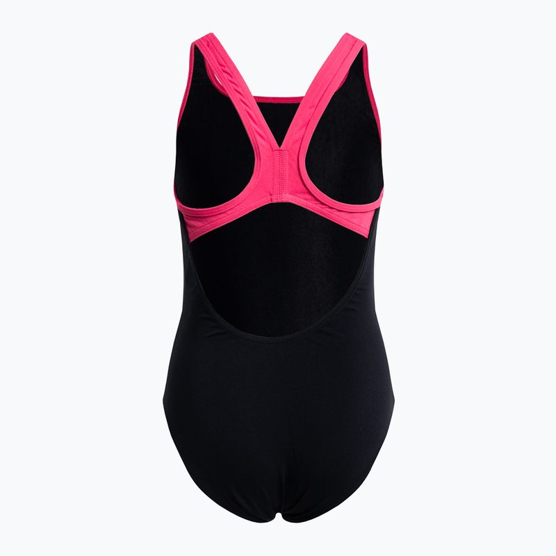 Strój pływacki jednoczęściowy dziecięcy arena Biglogo Swim Pro Back One Piece black/freak rose 2