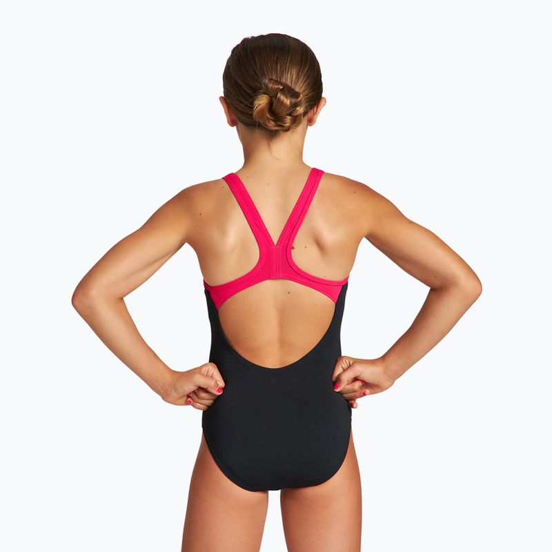 Strój pływacki jednoczęściowy dziecięcy arena Biglogo Swim Pro Back One Piece black/freak rose 7