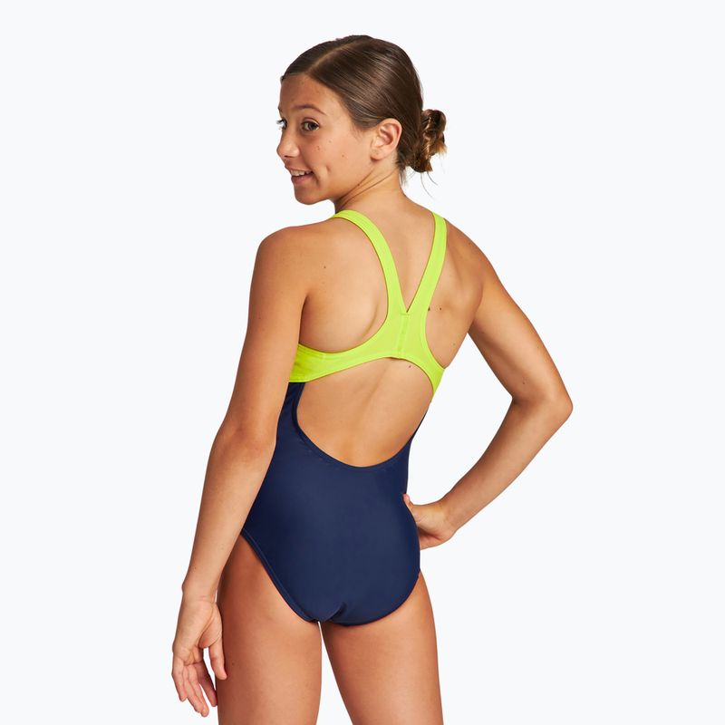 Strój pływacki jednoczęściowy dziecięcy arena Swim Pro Back One Piece navy/soft green 7