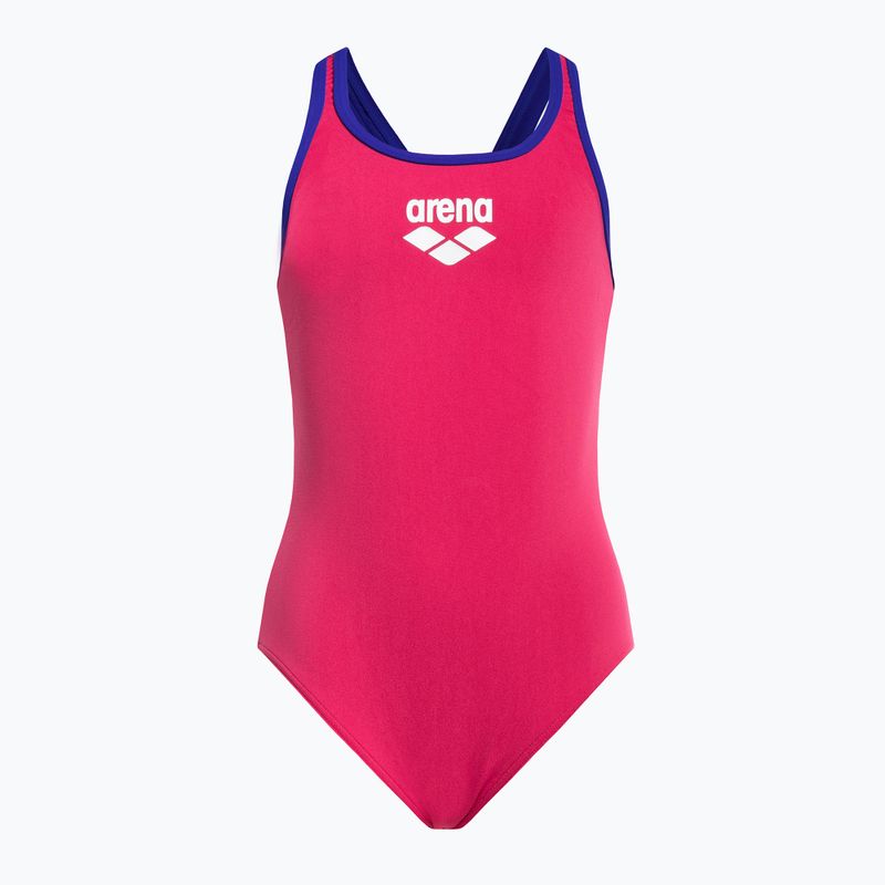 Strój pływacki jednoczęściowy dziecięcy arena Biglogo Swim Pro Back One Piece freak rose/neon blue