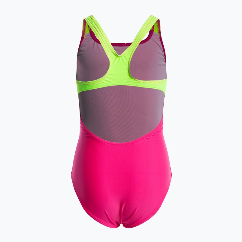 Strój pływacki jednoczęściowy dziecięcy arena Swim Pro Back Logo freak rose/soft green 2