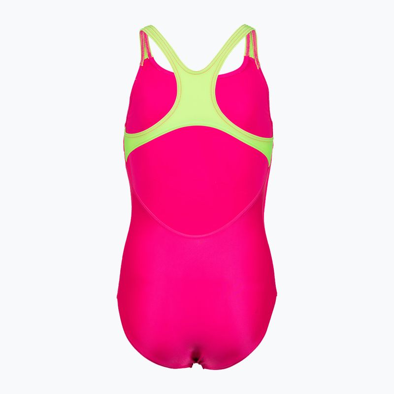 Strój pływacki jednoczęściowy dziecięcy arena Swim Pro Back Logo freak rose/soft green 5