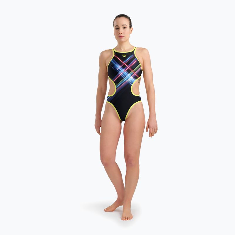Strój pływacki jednoczęściowy damski arena Tech One Back Placement black/multi 4