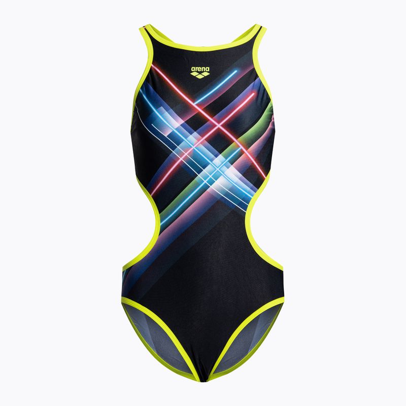 Strój pływacki jednoczęściowy damski arena Tech One Back Placement black/multi