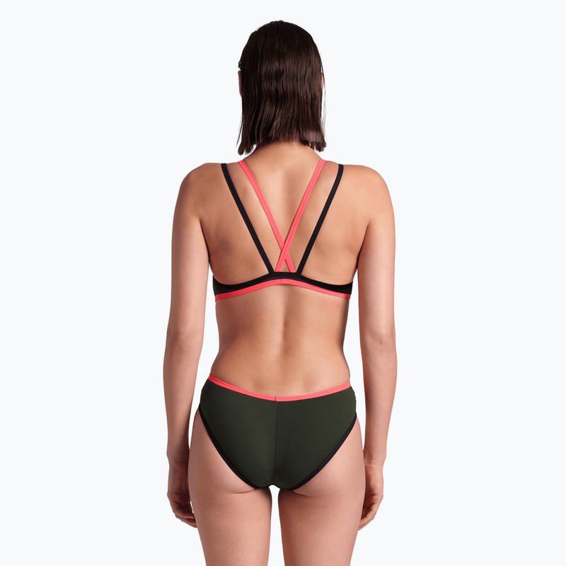 Strój pływacki jednoczęściowy damski arena One Double Cross Back One Piece dark sage/black/fluo red 6