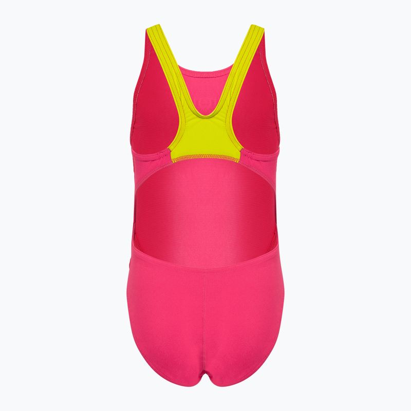 Strój pływacki jednoczęściowy dziecięcy arena Team Swim Tech Solid freak rose/soft green 2