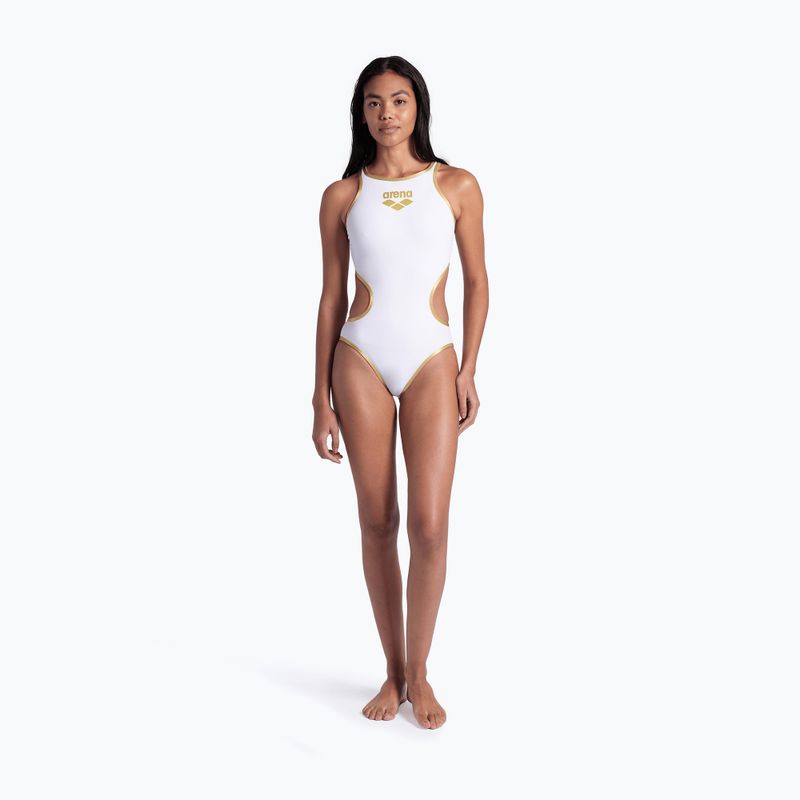 Strój pływacki jednoczęściowy damski Arena One Biglogo One Piece white/gold 7