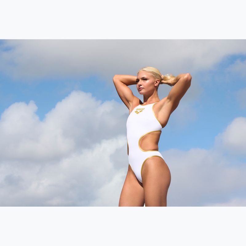 Strój pływacki jednoczęściowy damski Arena One Biglogo One Piece white/gold 11