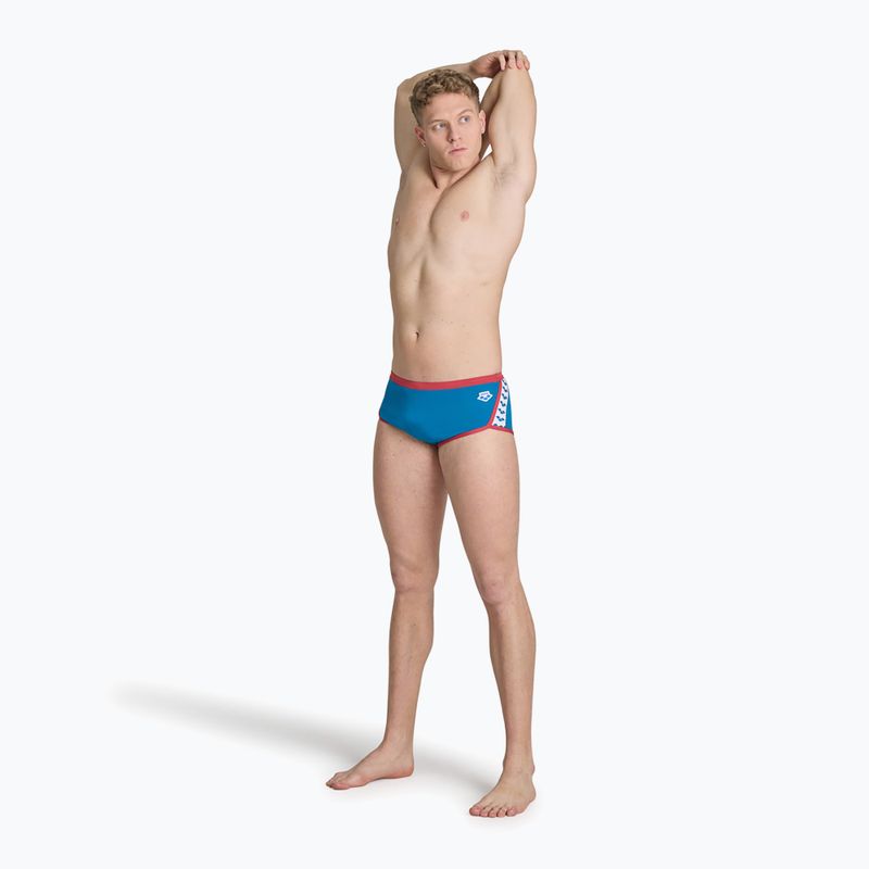 Bokserki pływackie męskie arena Icons Swim Low Waist Short Solid blue cosmo/astro red 4