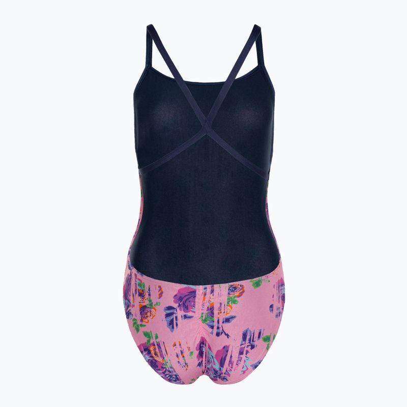 Strój pływacki jednoczęściowy damski arena Rose Texture Swimsuit Xcross Back multi pink/navy 2