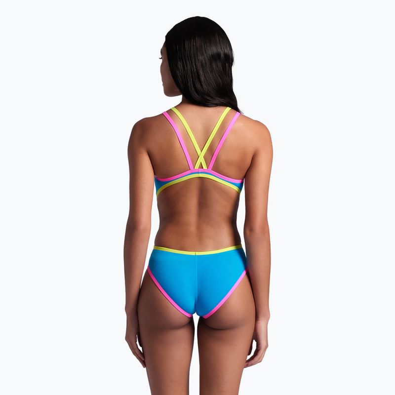 Strój pływacki jednoczęściowy damski arena One Double Cross Back One Piece turquoise/fluo pink/soft green 8