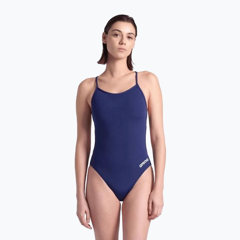 Strój pływacki jednoczęściowy damski arena Lace Back Solid navy/white 5