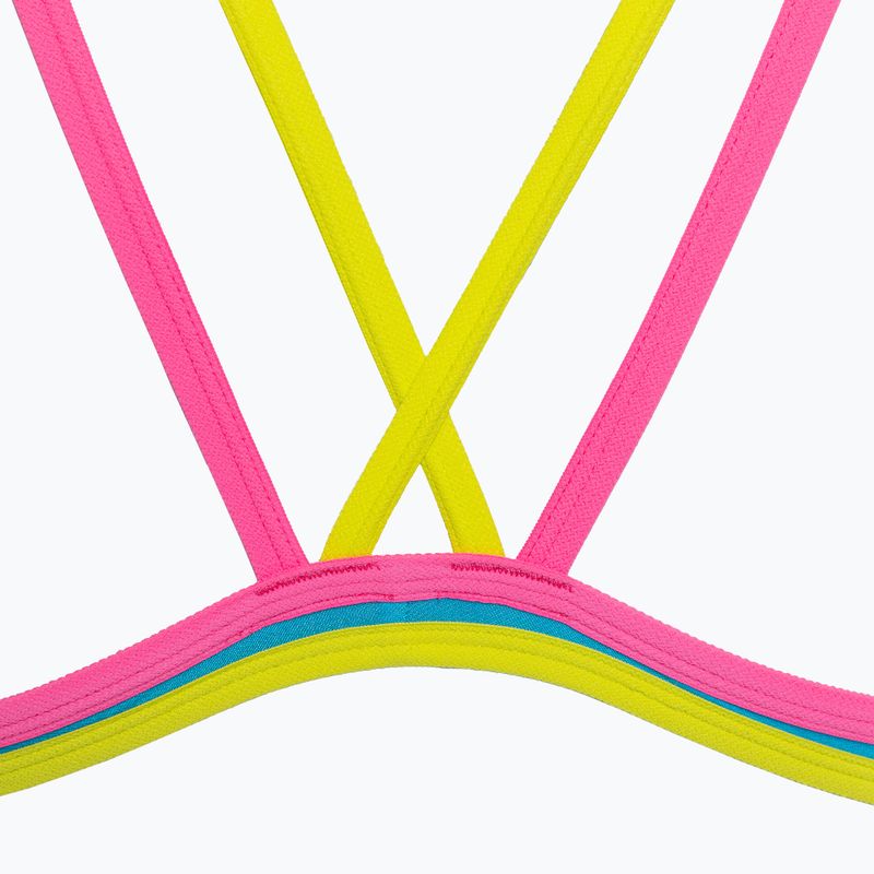 Strój pływacki jednoczęściowy damski arena One Double Cross Back One Piece turquoise/fluo pink/soft green 5
