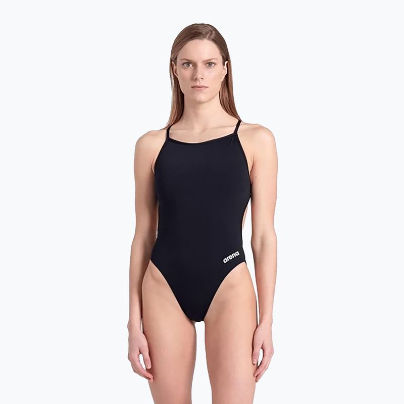 Strój pływacki jednoczęściowy damski arena Lace Back Solid black/white 5