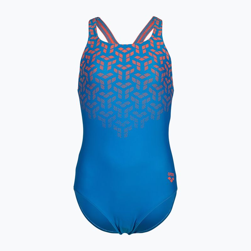 Strój pływacki jednoczęściowy dziecięcy arena Kikko V Swim Pro Back blue china/calypso coral