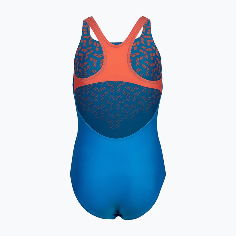 Strój pływacki jednoczęściowy dziecięcy arena Kikko V Swim Pro Back blue china/calypso coral 3