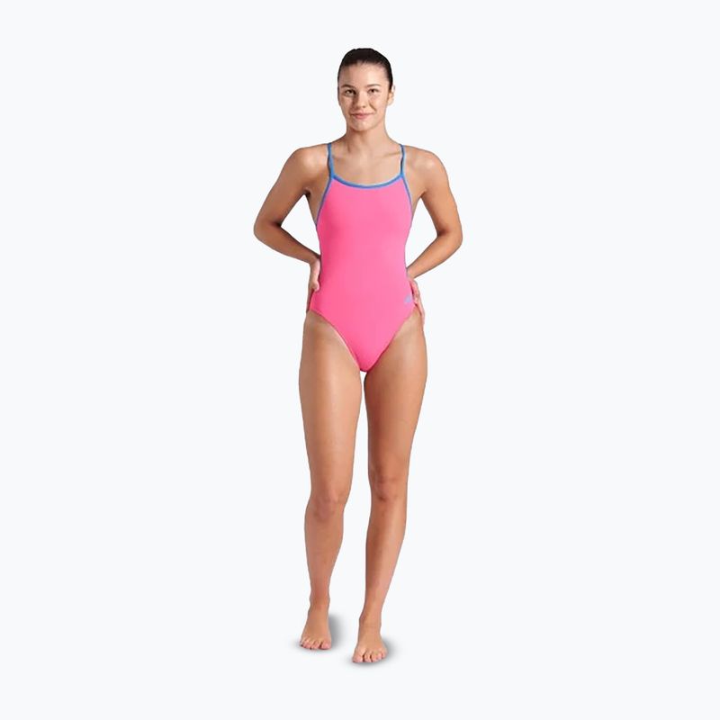 Strój pływacki jednoczęściowy damski arena Lace Back Solid shocking pink/blue river 2
