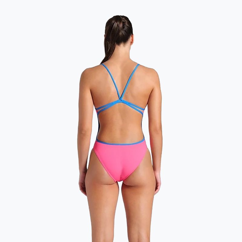 Strój pływacki jednoczęściowy damski arena Lace Back Solid shocking pink/blue river 3