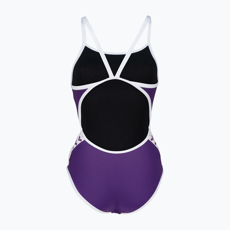Strój pływacki jednoczęściowy damski arena Icons Super Fly Back Solid plum/white/plum multi 2