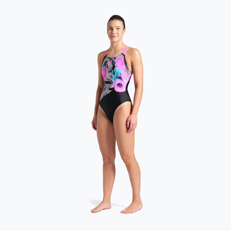 Strój pływacki jednoczęściowy damski arena Imaginary Swim Pro Back black/shocking pink/multi 6