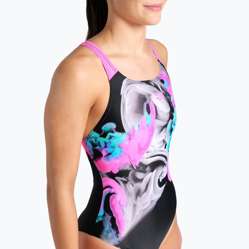 Strój pływacki jednoczęściowy damski arena Imaginary Swim Pro Back black/shocking pink/multi 8