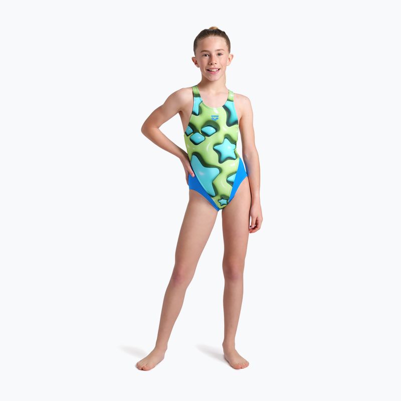 Strój pływacki jednoczęściowy dziecięcy arena Star Shaped Swim Tech L blue river/soft green/multi 6