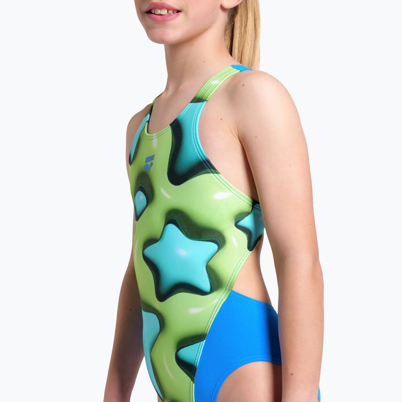 Strój pływacki jednoczęściowy dziecięcy arena Star Shaped Swim Tech L blue river/soft green/multi 8