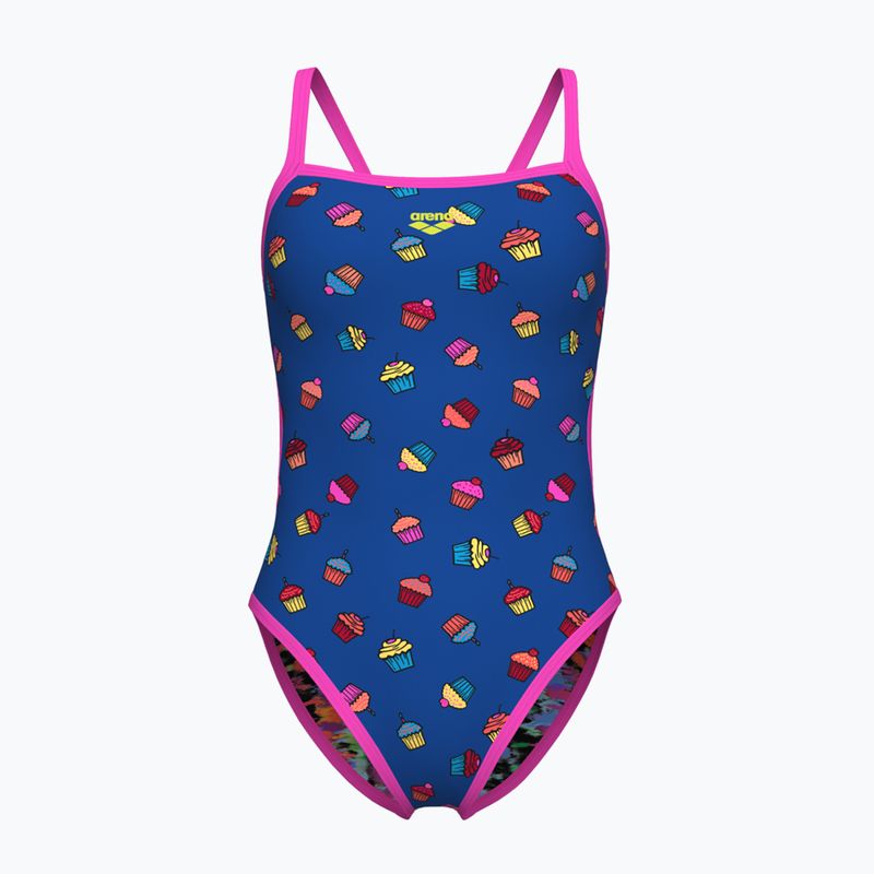 Strój pływacki jednoczęściowy damski dwustronny arena Reversible Challenge Back royal multi/ pink