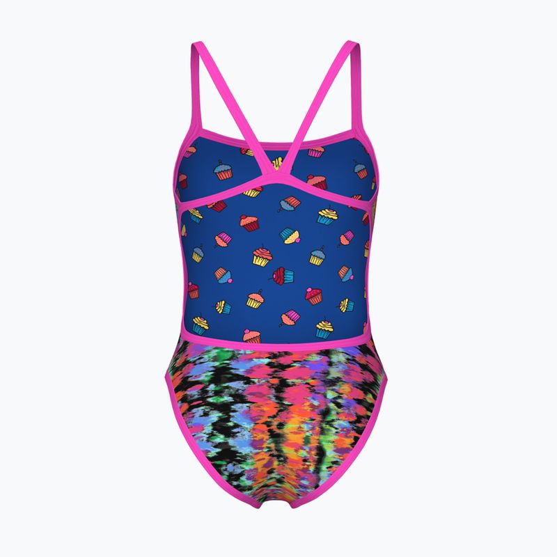Strój pływacki jednoczęściowy damski dwustronny arena Reversible Challenge Back royal multi/ pink 4