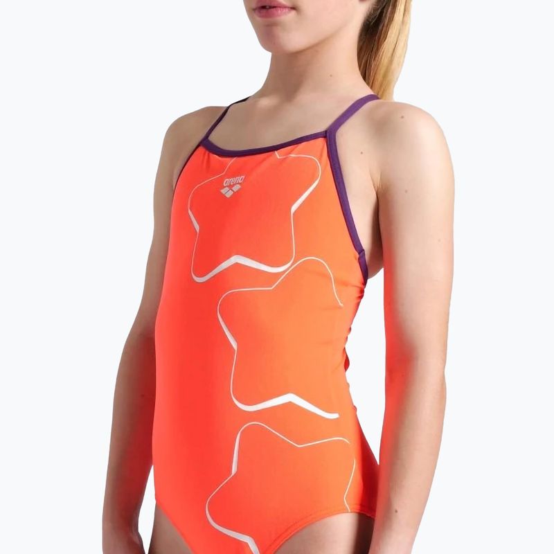 Strój pływacki jednoczęściowy dziecięcy arena Star Graphic Lightdrop Back bright coral/plum 4