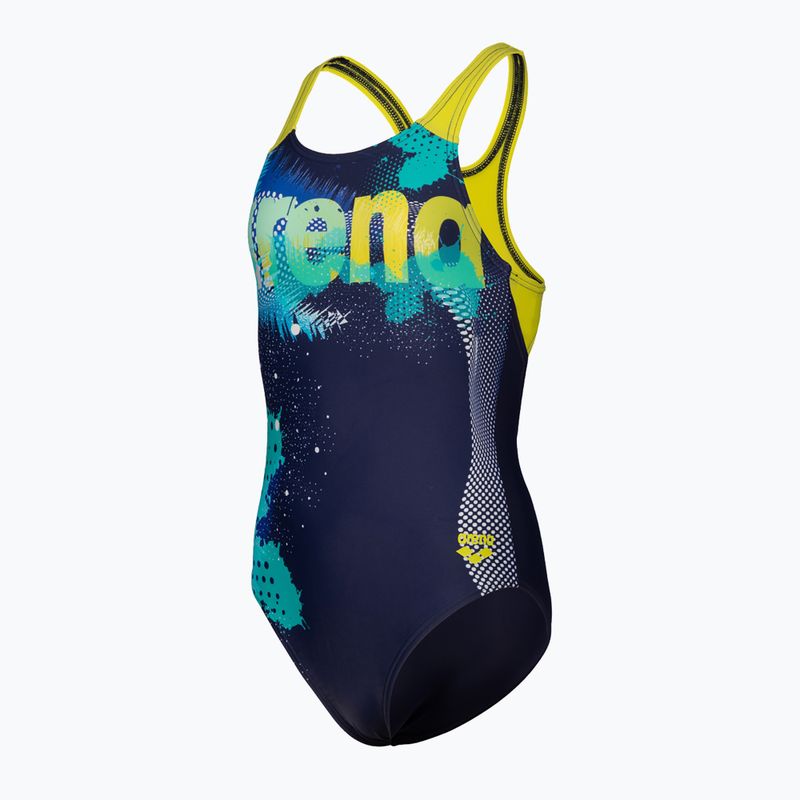 Strój pływacki jednoczęściowy dziecięcy arena Light Tricks Swim Pro Back navy/soft green/multi 3