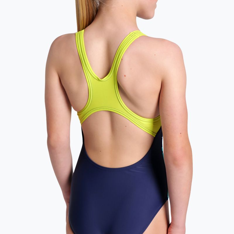 Strój pływacki jednoczęściowy dziecięcy arena Light Tricks Swim Pro Back navy/soft green/multi 9