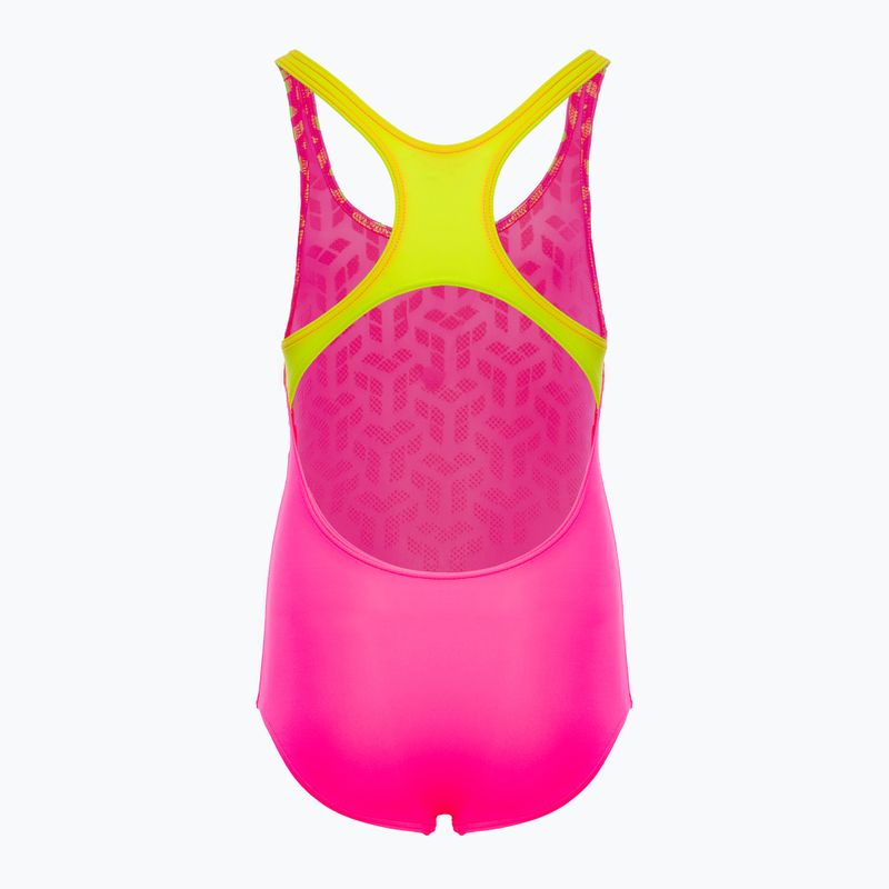 Strój pływacki jednoczęściowy dziecięcy arena Kikko V Swim Pro Back shocking pink/soft green 2