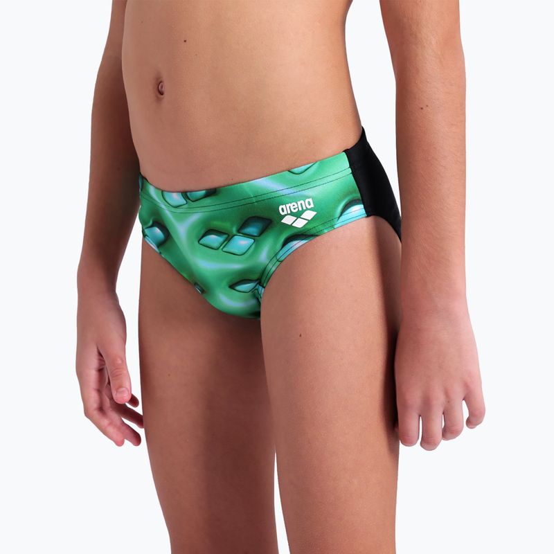 Slipy pływackie dziecięce arena Foam Swim Briefs black/soft green multi 8