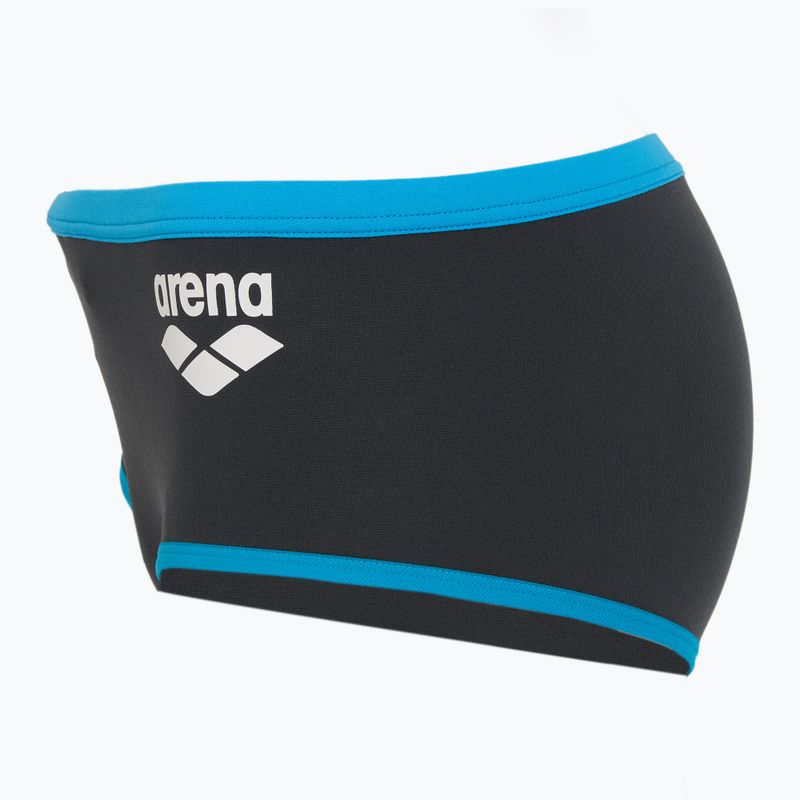 Bokserki pływackie męskie arena One Low Waist Short Big Logo asphalt/turquoise 3