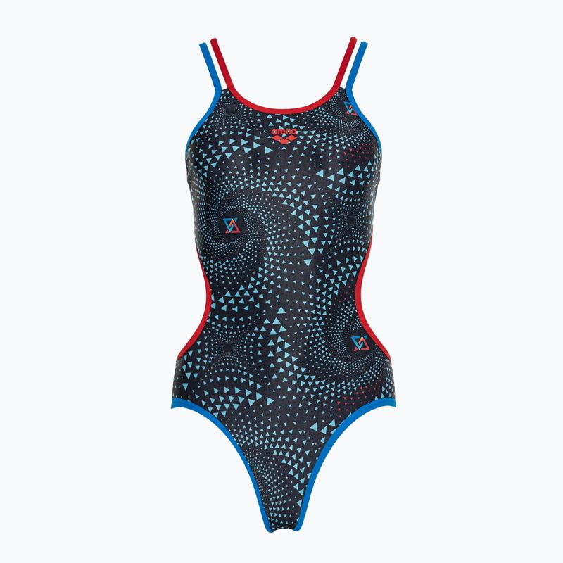 Strój pływacki jednoczęściowy damski arena  One Fireflow Double Cross blue river/red/black multi