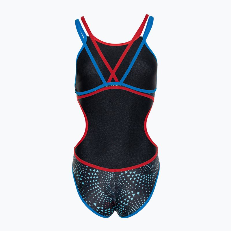 Strój pływacki jednoczęściowy damski arena  One Fireflow Double Cross blue river/red/black multi 2