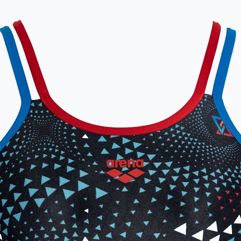 Strój pływacki jednoczęściowy damski arena  One Fireflow Double Cross blue river/red/black multi 3