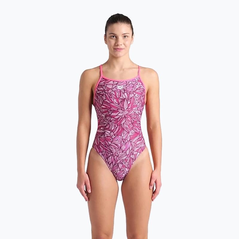 Strój pływacki jednoczęściowy damski arena Pink Dahlia Lace Back shocking pink/multi