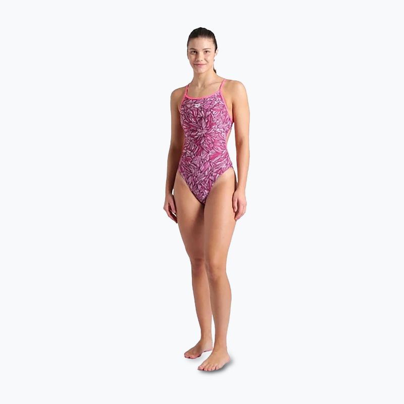 Strój pływacki jednoczęściowy damski arena Pink Dahlia Lace Back shocking pink/multi 2