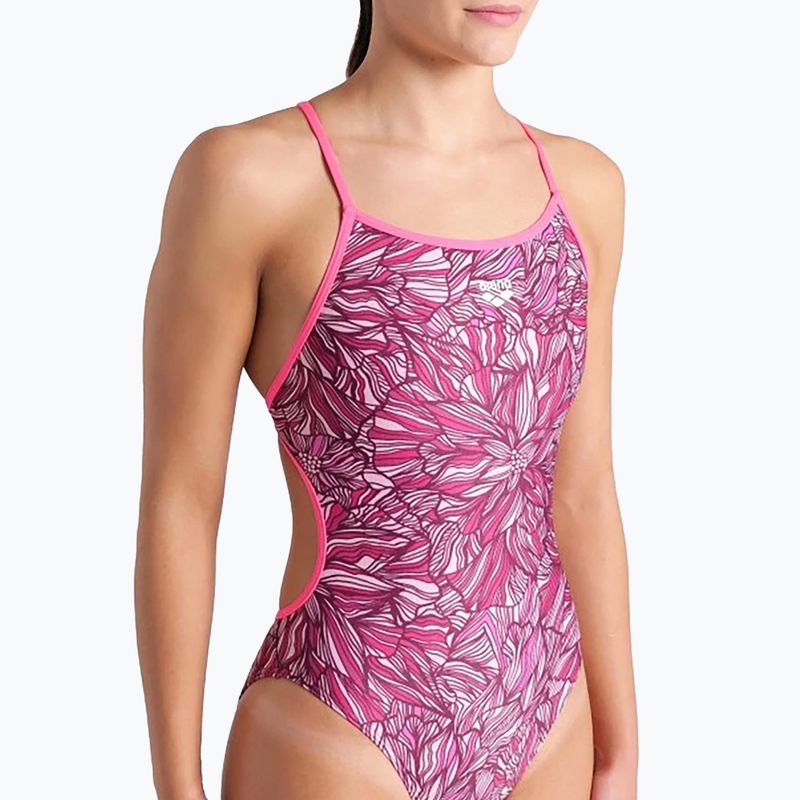 Strój pływacki jednoczęściowy damski arena Pink Dahlia Lace Back shocking pink/multi 5