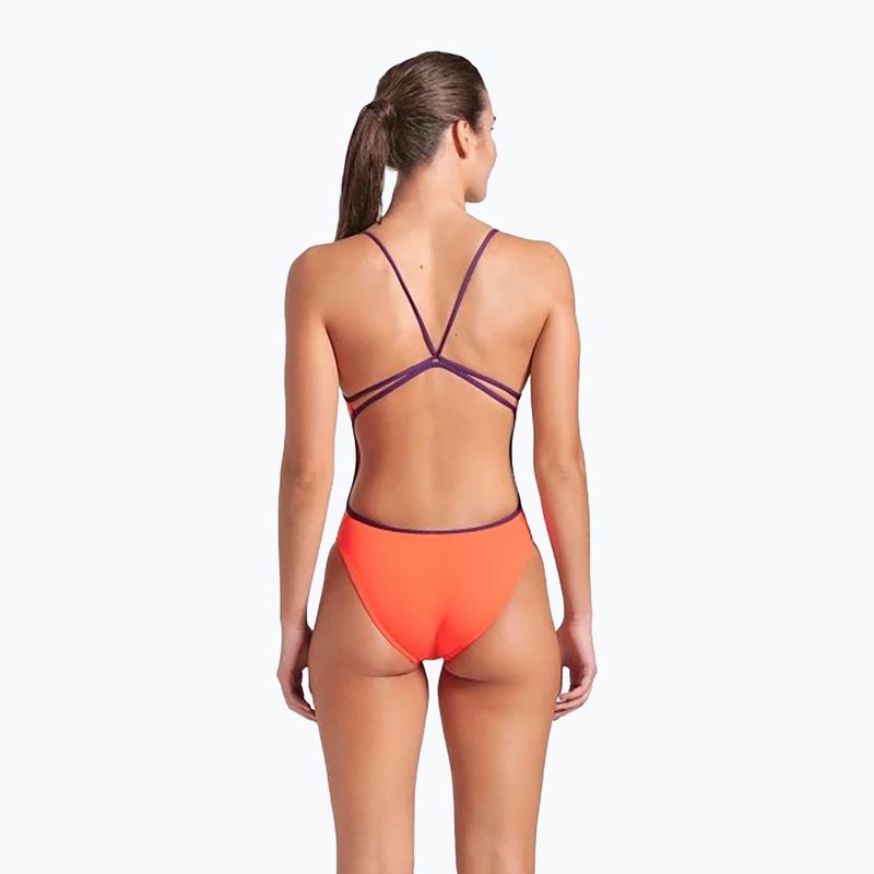 Strój pływacki jednoczęściowy damski arena Lace Back Solid bright coral/plum 3