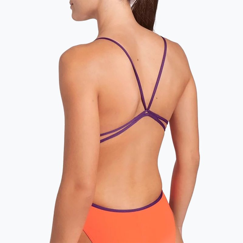 Strój pływacki jednoczęściowy damski arena Lace Back Solid bright coral/plum 5