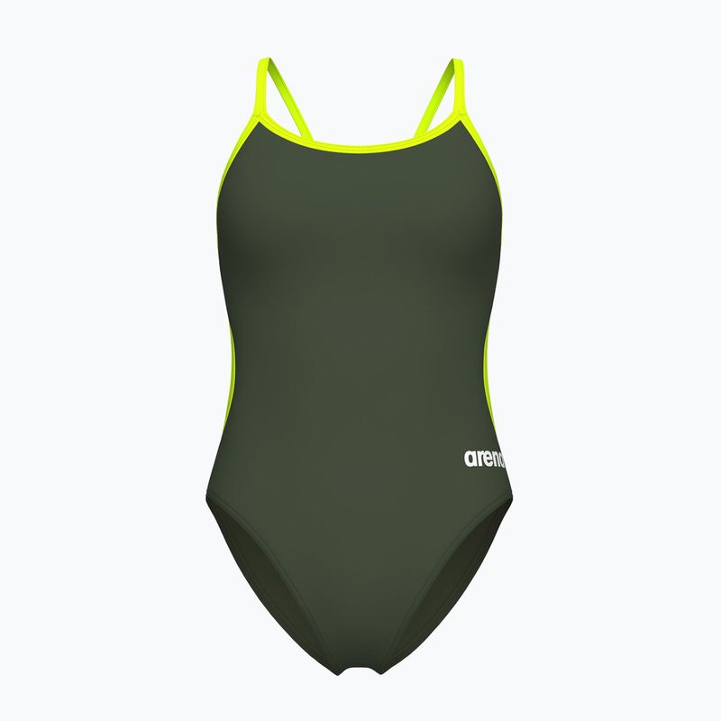 Strój pływacki jednoczęściowy damski arena Lace Back Solid dark sage/artic lime