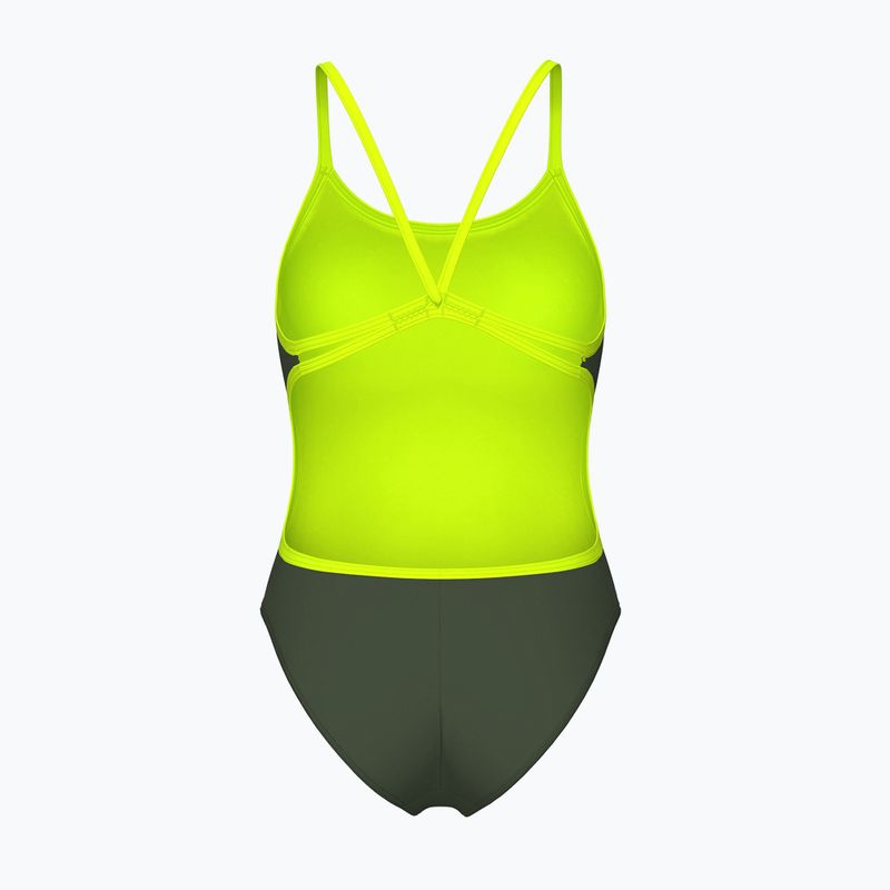 Strój pływacki jednoczęściowy damski arena Lace Back Solid dark sage/artic lime 2