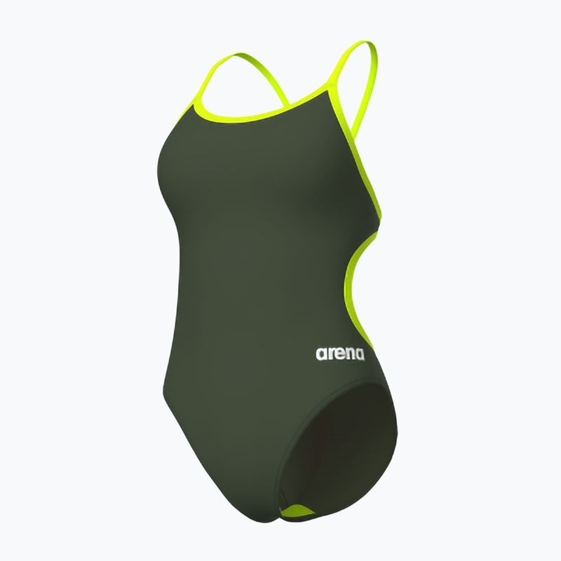 Strój pływacki jednoczęściowy damski arena Lace Back Solid dark sage/artic lime 4