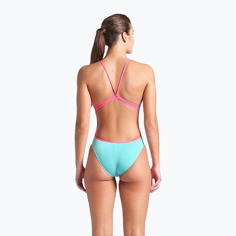 Strój pływacki jednoczęściowy damski arena Lace Back Solid water/shocking pink 3