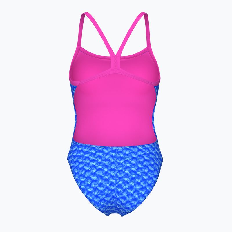 Strój pływacki jednoczęściowy damski arena Monogram Challenge Back blue river multi/shocking pink 2